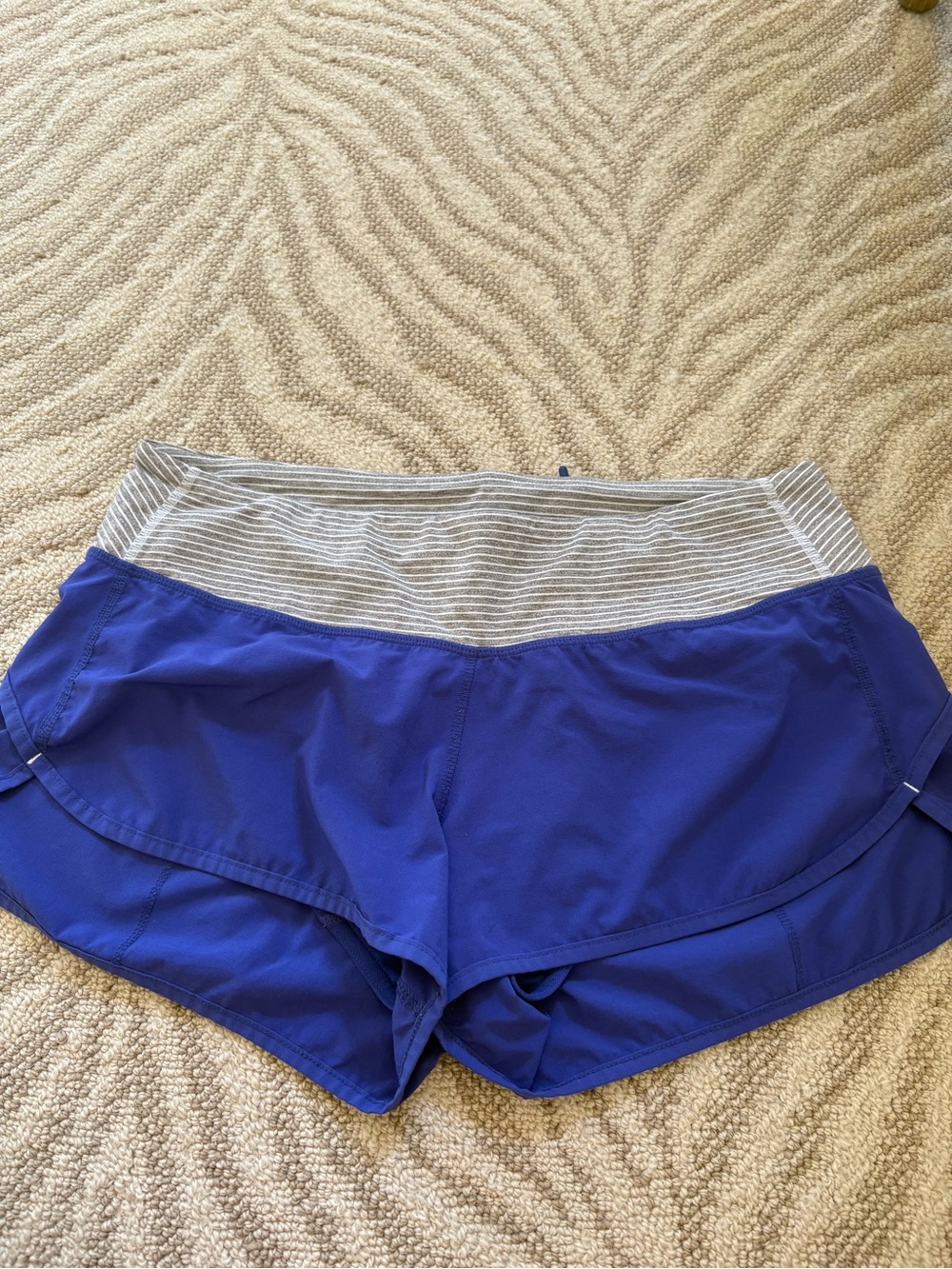 lululemon athletica Royal Blue Athletic Shorts with Striped Waistband